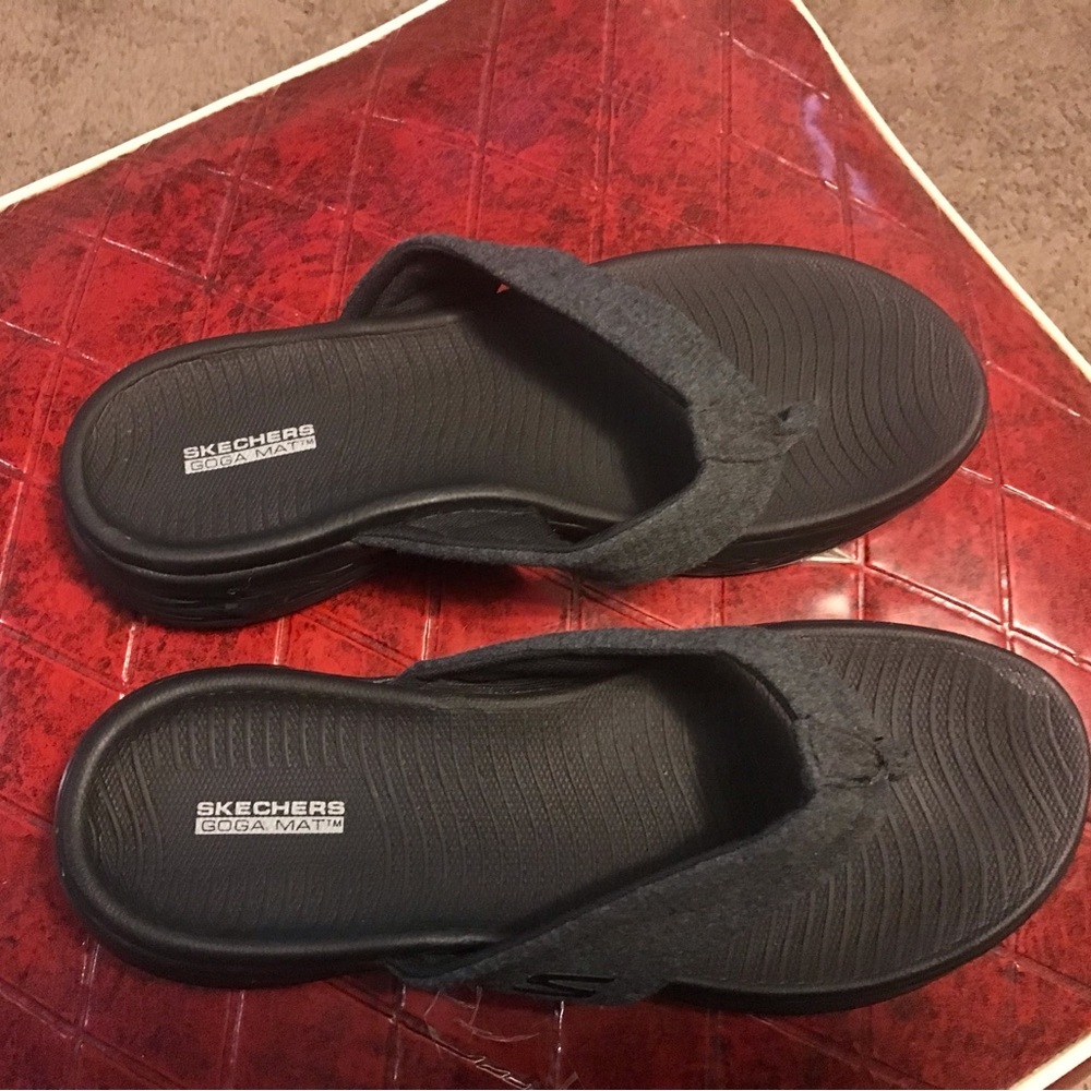 Skechers  Go Walk Women's 9 Goga Mat Flip-Flop Slip-On Gray Machine Wash